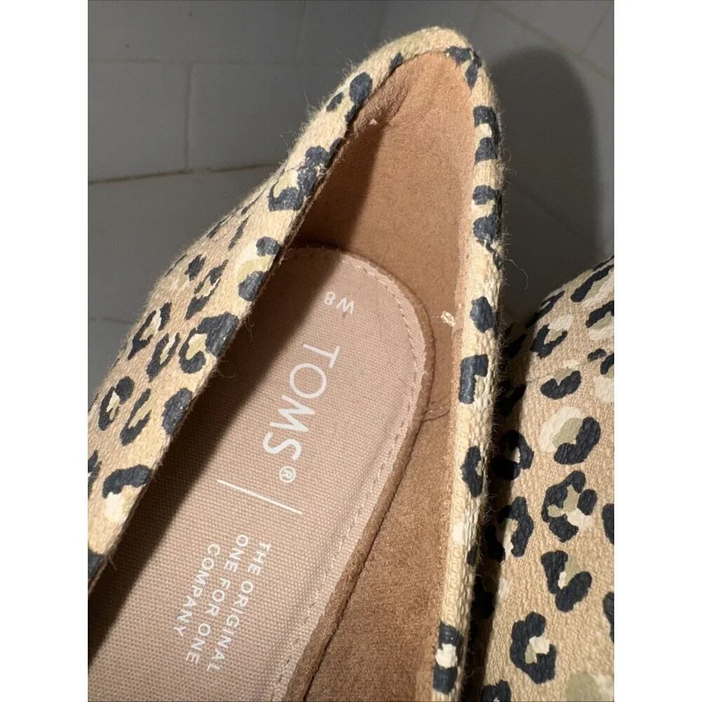 Toms Women Size 8 Michelle Cheetah Print Stacked Heel Slip On Wedge Peep Toe - Picture 5 of 14